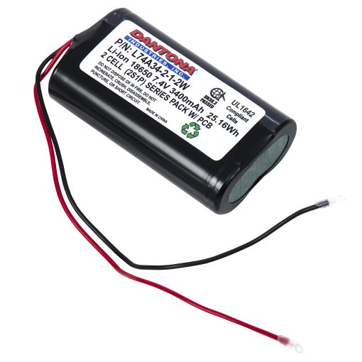 Dantona L74A34-2-1-2W Lithium Ion Battery 7.4V 3400mAh
