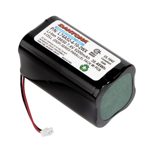 Dantona L74A52-4-10-2WX Lithium Ion Battery 7.4V 5200mAh