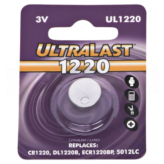 Ultralast CR1220 3 Volt Lithium Coin Cell Battery