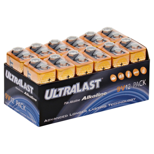 Ultralast 9 Volt Alkaline Battery (Bag of 12)