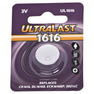 Ultralast CR1616 3 Volt Lithium Coin Cell Battery