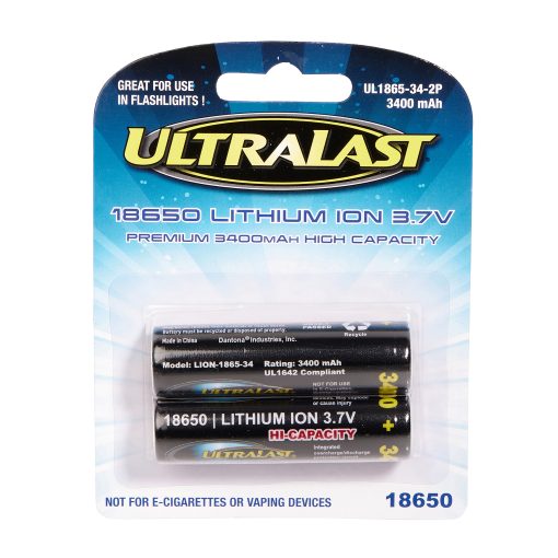 Ultralast LIR 18650 Lithium Ion Battery 3.7V 3400mAh (2 pcs)