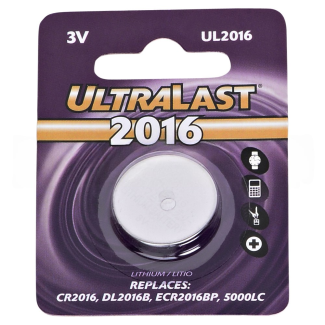 Ultralast CR2016 3 Volt Lithium Coin Cell Battery